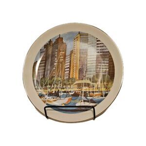 Vintage Decorative Plate with Chicago Sailboats and Skyscrapers plate 1972